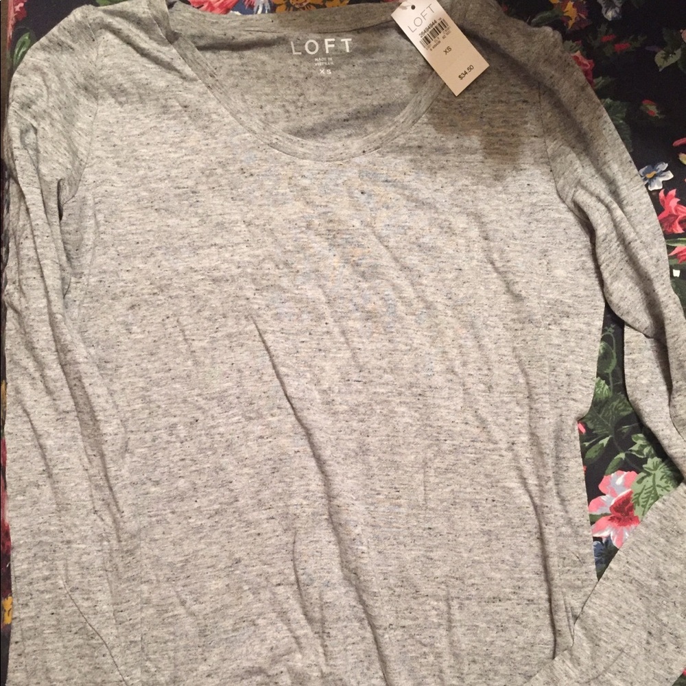 Ann Taylor Loft Long Sleeve Gray Lightwght Top XS